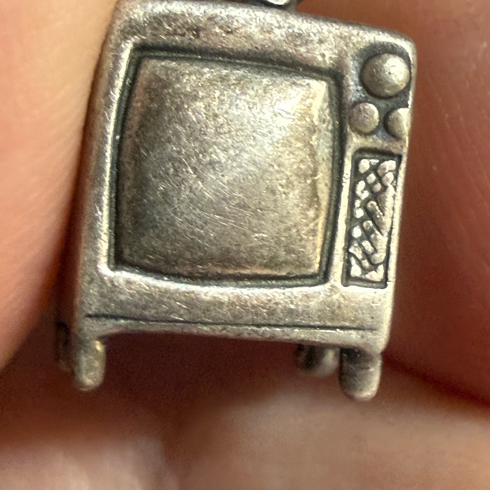 Vintage Silver TV Charm Pendant